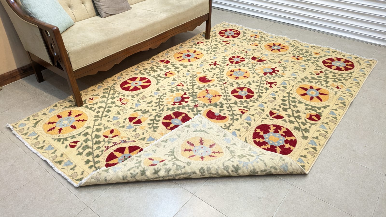 Imported Vintage Uzbekistan Suzani Hand Knotted Carpet
