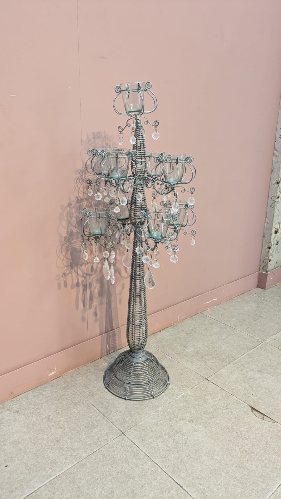 Elegant Silver-Toned Floor Candelabra