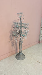 Elegant Silver-Toned Floor Candelabra