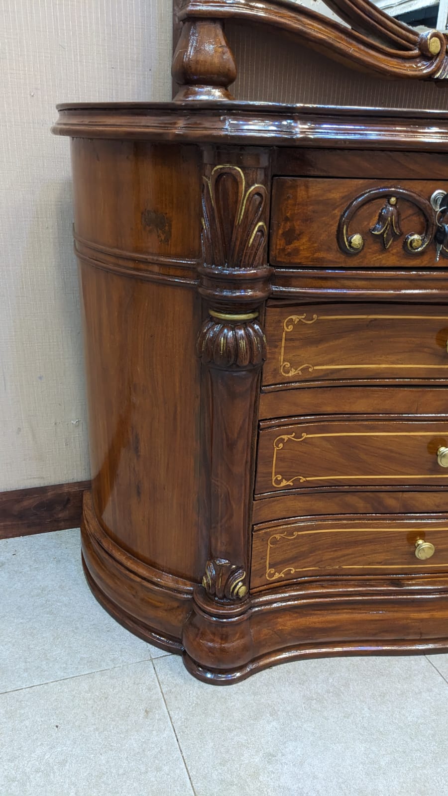 Solid Sheesham Wood King Size Bed Set