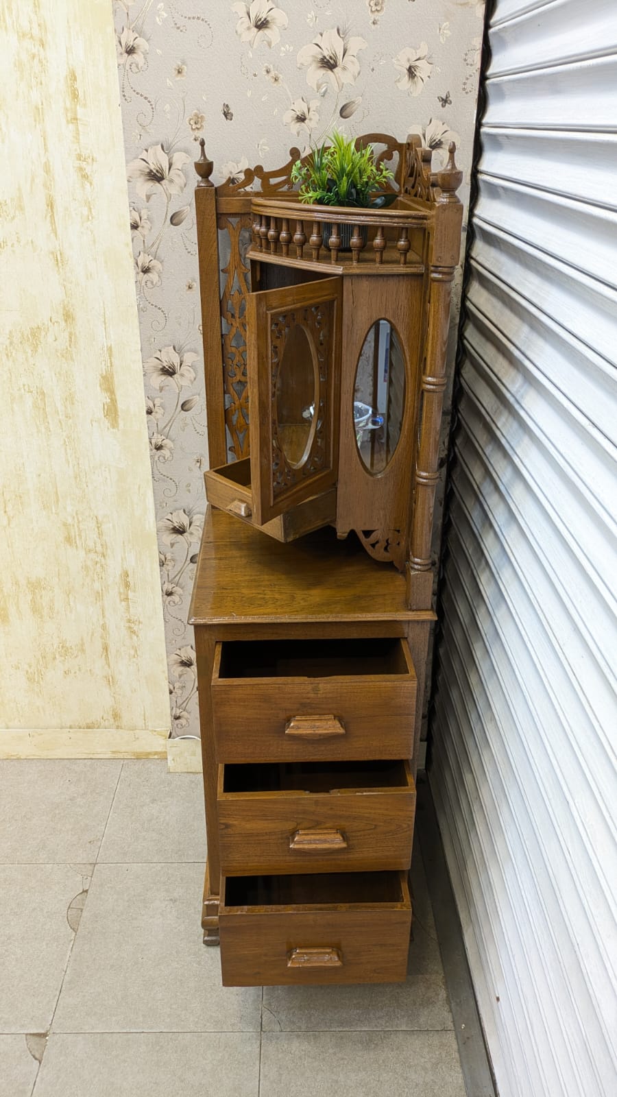 Antique Solid Burma Teak Wood Corner