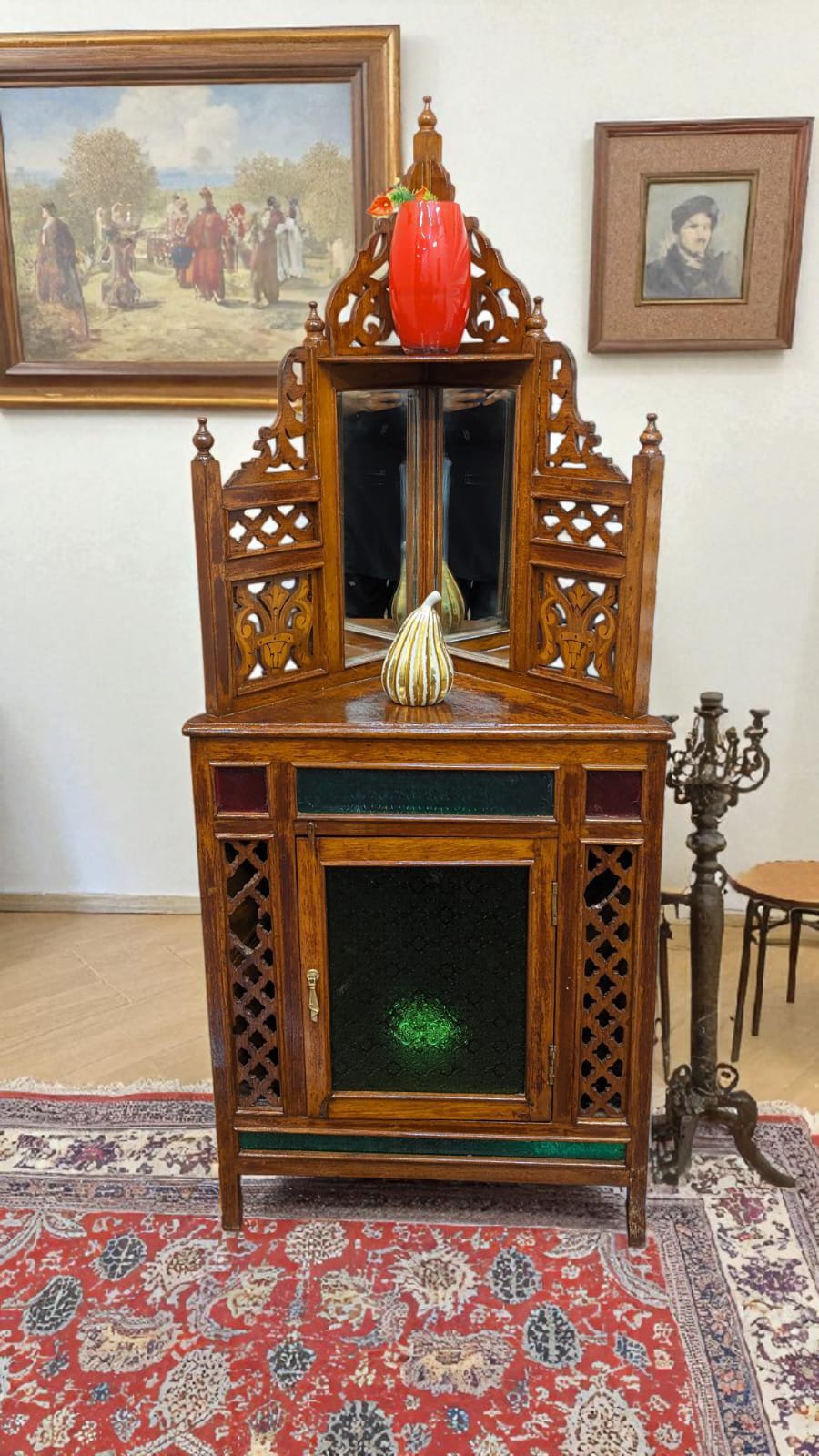 Antique Pure Burma Teak Wood Display Corner
