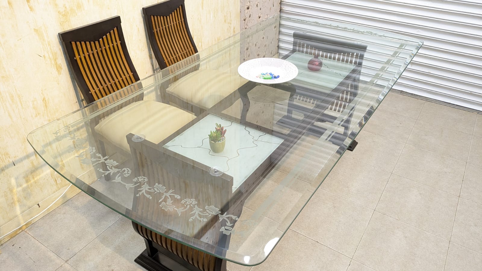 SOLID SHEESHAM WOOD 6-SEATER DINING TABLE + 1 EXTRA CHAIR