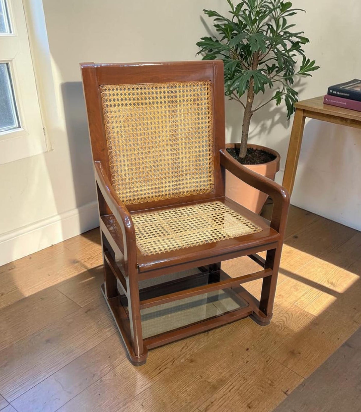 Antique Solid Sheesham Wood Wicker Chair