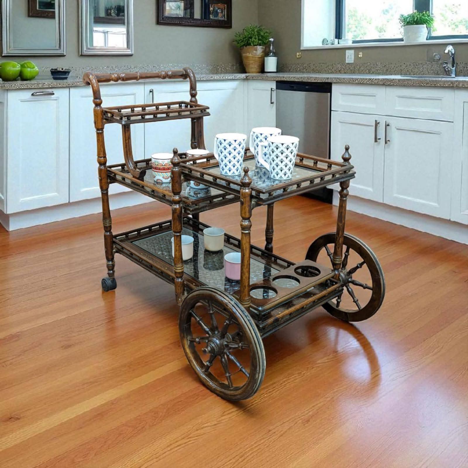 Solid Sheesham Wood Tea Trolley