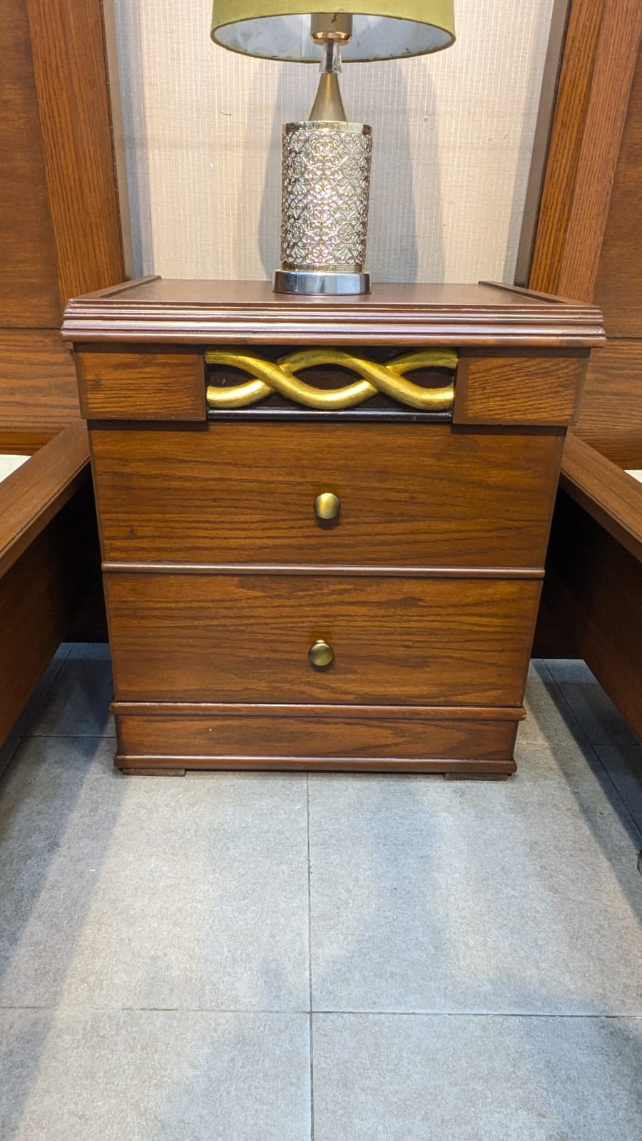 Pair of Twin Size Bed with Shared Side Table